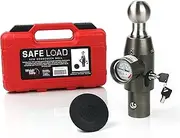 Weigh Safe Safe Load OEM Gooseneck Insert Ball WSOEM with Built-in Tongue Weight Gauge, 30,000 LBS Weight Rating 7,500 LBS Max Tongue Weight, 2-5/16" Stainless Steel Tow Ball for OEM Gooseneck Hitch