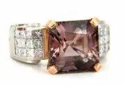 9.52CT Brown Purple Pink Tourmaline Gemstone With 925 Silver Anniversary Ring