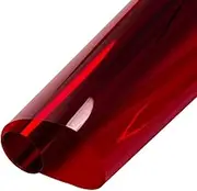 HOHOFILM Transparent Red Window Decal Film Self Adhesive Film Decorative Tint Sun Blocking Heat Control for Home&Buildings Glass,17.7" 78.7"