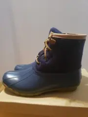 Sperry Top Sider Women Saltwater Emboss Wool Navy Boot 9.0 New In Box