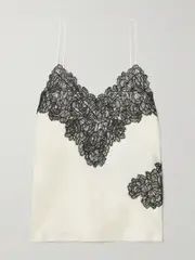 [RÓHE] RÓHE - Lace-trimmed Silk-twill Camisole - Cream - FR 40 FR 40 Cream