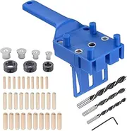 BEANPRECOY 42 PCS Handheld Dowel Jig Kit Handheld Pocket Hole Jig Fit 6/8/10mm Drill Bits Straight Hole Puncher with Drill Guide Block Professional Woodworking Doweling Jig Metal Sleeve Wood Drilling