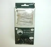 NIB NEW Elements Christmas Mini Micro Lights 30 Multi Colored LED Silver Wire