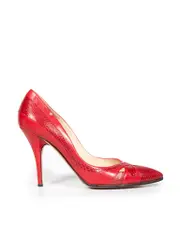 Red Python Pointed Toe Pumps
