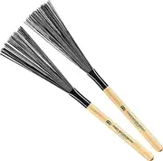 Meinl Stick & Brush Drum Sticks – Fixed Nylon Brush – 1 Pair – with Wood Handle Grip – 0.625 inch Diameter – Drum Kit Accessories – Nylon and Wood, Black (SB303)