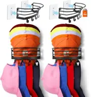 Hat Organizer for Baseball Caps - Hat Rack for Wall Hat Storage for Door 2 Pcs