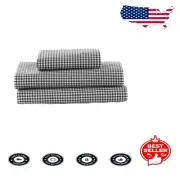 Comfortable Machine Washable Black Gingham Toddler Sheet Set - Made in USA