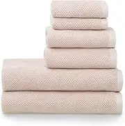 [Simpli-Magic] 79459 Popcorn Textured Bath Towels Set, 2 Bath Towels, 2 Hand Towels, 2 Washcloths, 6 Pieces, Pink