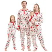 Family Christmas Pajamas Matching Sets Xmas PJ's w/Santa Claus&Snowman Printed
