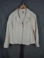 Chico's Ivory Natural Cream Twill Moto Jacket Size 3 (16-18) XL New