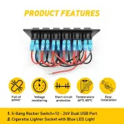 12V Switch Panel Car Cigarette Lighter Socket Boat 6 GANG Charging Voltmeter (for: Honda Civic)