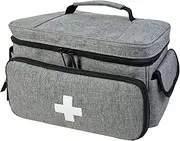 Perfk First Aid Kit Storage Bag, Large Capacity Organizer for Medical Supplies on The Go, Gray