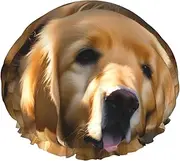 Golden Retrievers Print Shower Cap For Women Men Reusable Lightweight Soft Bath Hair Cap With Elastic Band