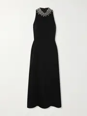 [Jenny Packham] Jenny Packham - Embellished Cady Maxi Dress - Black - UK 10 UK 10 Black