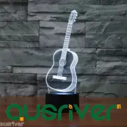 Guitar 3D Acrylic LED 7 Colour Night Light Touch Sensor Table Desk Lamp Gift