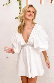 Torie White Short Sleeve Mini Dress