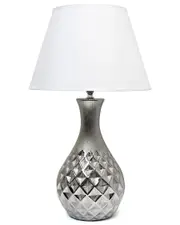 Lalia Home Juliet Ceramic Table Lamp With Metallic Silver Base And White Fabric Shade