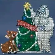 Illuminated Bumble & Rudolph w/ Christmas Tree Yard Decoration 4' EUC
