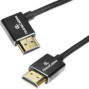 Alvin's Cables 8K HDMI 2.1 Cable for Atomos Ninja V Monitor,for Sony FS5 FS7,BMPCC,for Canon C300 C500 Camera,8K@60Hz 4K@120Hz 48Gbps High-Speed Braided Coiled Cable Left Angle Black