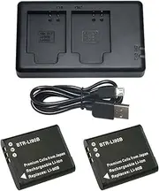 for OM System Tough TG-7 Battery (2-Pack) & Slim Travel Dual Led Charger for Olympus Li-90B-92B for Ricoh DB110