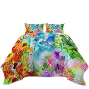 Changing Seasons Autumn Spring Hummingbirds Coverlet