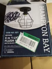 Hampton Bay Bryson 6 in 1 Light Flush Mount Matte Black