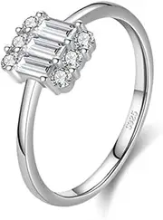 [Generic] S925 Silver CZ Square Cluster Engagement Ring Honest Mantra CA160, Promise Ring, Art Deco Modern Ring (6), Cubic Zirconia Sterling Silver, Cubic Zirconia