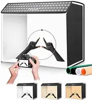 PULUZ Upgrade Photo Light Box Photograpy, 24"x16"x20“ Protable Photo Studio Box Tent Kit with Dimmable 3 Colors Temperatures 762 LED Lights & 4 PVC Photo Backgrounds for Jewellery Product Photography