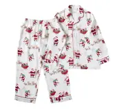 Pottery Barn Kids Heritage Flannel Santa Christmas Holiday Pajama Pj Size