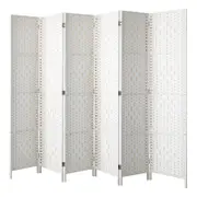 Oikiture 6 Panel Room Divider Screen Privacy Timber White