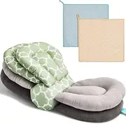 Tatuo Adjustable Nursing Pillows for Breastfeeding Mom Support Multiple Angle Altering Layers Baby Feeding Pillow with 2 Pcs Absorbent Coral Fleece Baby Washcloths for Newborn Infant Toddlers