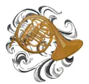 Musical Instruments French Horn with Baroque Embroidered Iron on/Sew Patch