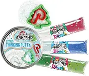 Crazy Aaron's 2024 Holiday (Christmas) Set with Cookie Cutter Putty and 3 Glitter Rolls - 4 Pack (3.2oz Putty + 3oz Each Glitter Roll)