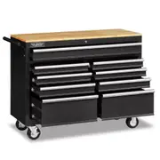 Horusdy 9 Drawer Tool Box Chest Cabinet Trolley Garage Storage Toolbox Black Tool Cabinets & Cupboards
