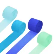 Blue Scheme Paper Streamers - 1.8 Inch x 82 Feet / 4 Roll