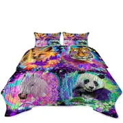 Tiger Fox Panda Unicorn Animal Spirits Collage Coverlet