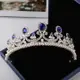 新款新娘皇冠 結婚頭飾 婚紗皇冠發飾 珍珠水鉆藍色皇冠韓式2022
