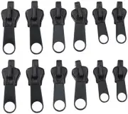 12pcs Black Universal Zipper Repair Kit Instant Fix Zip Replacement Zip Slider