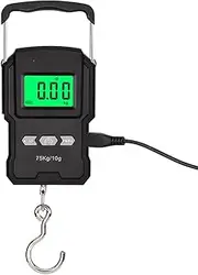 JSEIAJB Electronic Weighing Digital Scale LCD 75Kg 10g Luggage Scale Hanging Hook Fishing Scale with Measuring Tape