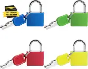 4Pcs Suitcase Lock,4 Colors Mini Padlock with Key Small Locks for Schoolbag Back