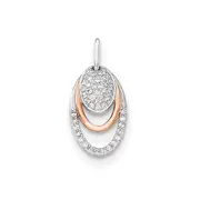 14K Two-Tone Gold Real Diamond Oval Shape Pendant