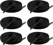 [CoastalPure] 3 Pairs Flat Athletic Shoelaces – Premium Durable Polyester Laces for Sneakers, Boots & Skates (47" Black) – Fits Adults & Kids