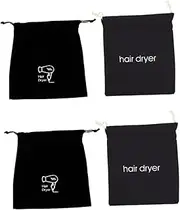 2sets Hotel Hair Dryer Bag Drawstring Storage Pouch 'hair Dryer' Label Long-lasting Canvas for Travel Home 2pcs*2