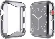 YoLin [2-Pack] All-around TPU Screen Protector Compatible with Apple Watch Series 3 38mm, Soft Protective Case For iwatch 38mm (1 Silver + 1 Transparent)
