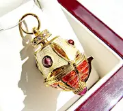 ONE OF A KIND SOLID STERLING SILVER 925 & 24K GOLD EGG PENDANT SAILING SHIP