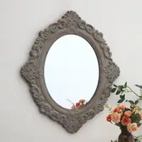 在飛比找ETMall東森購物網優惠-美式法式復古木質雕花橢圓形掛鏡化妝鏡軟裝臥室鏡浴室鏡子裝飾鏡