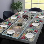 Cotton Patchwork Table Cloth Runner Mats Handmade Decorative Combo Set Dining