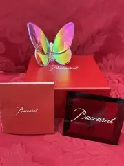 NIB FLAWLESS Glass BACCARAT Crystal IRIDESCENT PAPILLON LUCKY BUTTERFLY Figurine