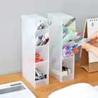 Multi-grid Desktop Storage Box Cosmetic Brush Stationery Container (White)