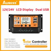10-100A Solar Panel Regulator Battery Charge Controller LCD Auto Dual USB 12/24V